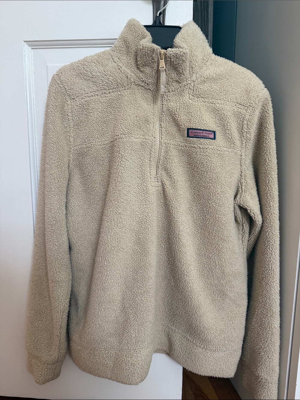 Vineyard Vines Cream Sherpa Quarter-Zip Pullover